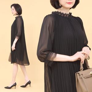애비뉴투지 엄마옷 블랙홀 플리츠 레이스 칠부 원피스 K04308