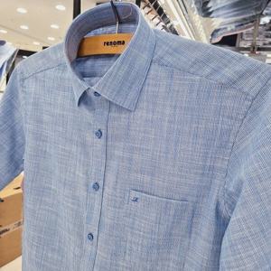 [레노마셔츠]일반핏/반소매/CVC슬럽 스트라이프/여름 반팔 셔츠