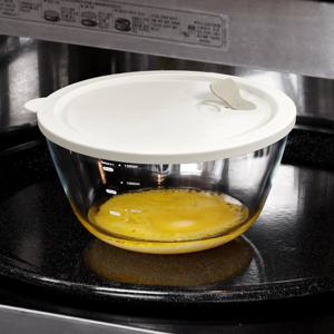 [리본제이]내열유리 계량 믹싱볼 실리콘 뚜껑 세트 2.7L /스팀홀