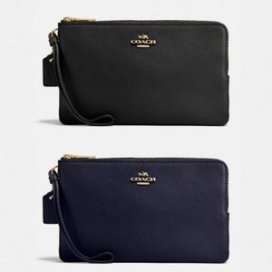 코치 COACH F87587 OS 여자 더블 지퍼 페블 가죽 지갑