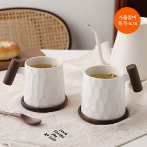 [머그] 티로직 계수나무 머그컵(300ml)+우드코스터 2인세트
