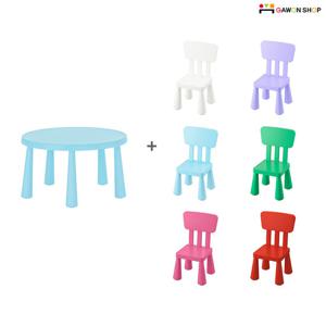 이케아 MAMMUT 원형테이블+등받이의자 2개세트