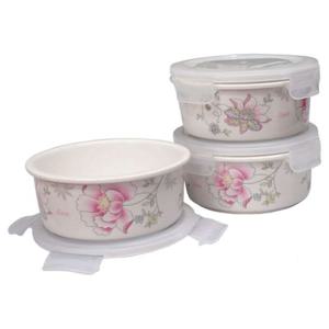 밀폐 반찬통 도자기 냉장고 음식 보관 용기 소 3단