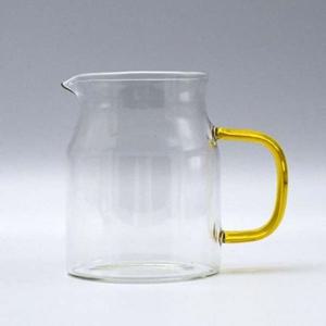 마카 유리컵 내열 저그 손잡이 유리컵 옐로우 600ml