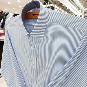 [레노마셔츠]슬림핏/긴소매/스판/카라.소매 안 배색/스트라이프