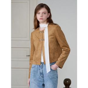 [올리브데올리브] 올리브데올리브 (OL5SJ205) 라운드넥 스웨이드 크롭 자켓 OLIVE  DES  OLIVE OL5SJ205