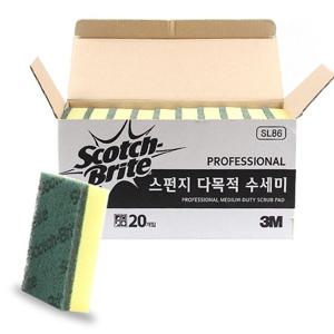 3M 스카치브라이트 SL-86 스폰지수세미 20개입 대용량 다목적수세미 녹색수세미 강력수세미 다용도수세미
