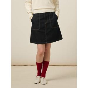 [빈폴레이디스] 아웃포켓 A라인 데님 스커트  네이비 (BF5327C01R)
