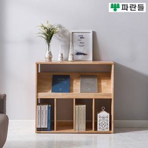 파란들가구 UV코팅 고무나무원목 800 전면 2단책장 원목책장