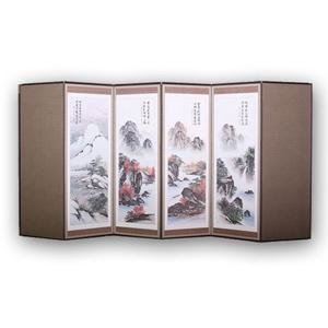 (두레공예사)옥비단미니옥추사산수화6폭병풍 커버포함 병풍세트 고급병풍 고급병풍세트 차례용품 차례용병