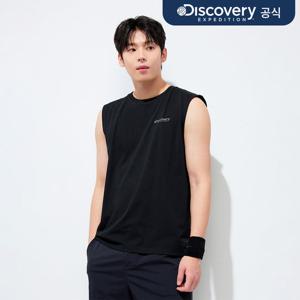 [디스커버리] 프레시벤트 남성 백레터링 슬리브리스 (BLACK) DMSL71053-BKS
