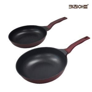 키친아트 금상첨화 티타늄코팅 인덕션 후라이팬세트 2종A 후24+웍28