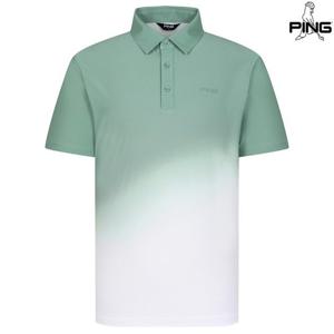 [핑골프][양말증정]남성 그라데이션 카라 반팔 티셔츠 111E2TO502_GN