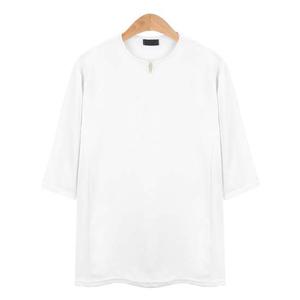 포인트 라운드 카라 화이트 7부 티셔츠_CMT012