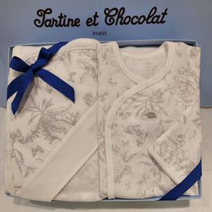 [쇼콜라] 쇼콜라 트왈드배냇저고리속싸개2종세트 (TNORAG222C)가을겨울공용출산선물 TNORAG222C