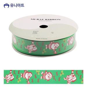 리본원단 유니아트 (리본) 크리스마스 산타 초록 롤 (폭 25mm)