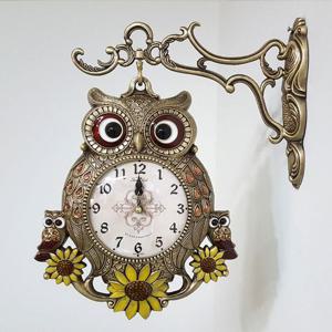썬플라워부엉이 은도금 양면벽시계 인테리어 벽걸이 거실 양면시계 엔틱 집들이 개업 신혼 결혼 선물