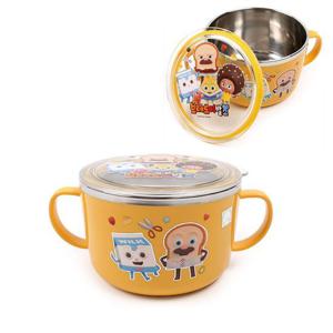 브레드이발소 실리콘 밀폐뚜껑 스텐라면기 아동 그릇 스텐그릇 라면그릇 아동대접