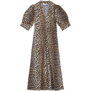 가니 leopard print organic cotton midi dress 10271391383816 TP721079874