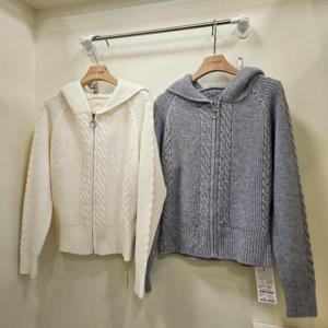 스테파니 HC07 펄 꽈베기 후드 집업 가디건 A25SW5423