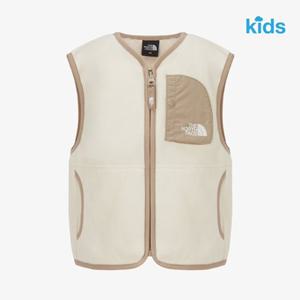 [노스페이스 키즈]  NV4FR50T 크림 캠프아웃 플리스 베스트 조끼 NV4FR50T