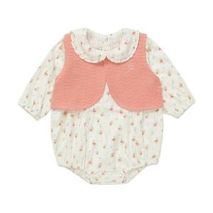 [블루독베이비] 26 SS(크림)피치플라워 바디수트(4611360404)우주복 신생아 백일 돌 간절기 선물 조카 유아 4611360404