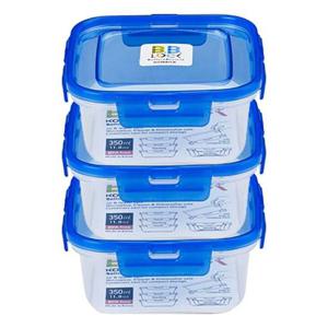 코멕스 비비락 정사각 밀폐용기 정1호 블루 350ml X 3