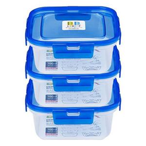 코멕스 비비락 정사각 밀폐용기 정2호 블루 700ml X 3