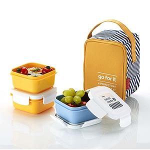 코멕스 런치메이트 도시락세트 미니3단 옐로우