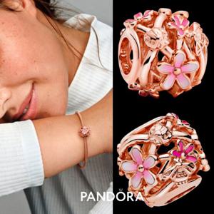 판도라 Pandora 788772C01 데이지 플라워 모티브 여자 남자 14K 도금 댕글 참 팬던트