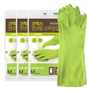 코멕스 마이사이즈 면코팅 고무장갑 그린 M(중) X 3개