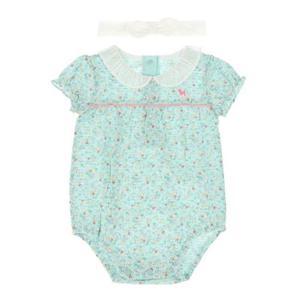 [블루독베이비] 26SS(민트)플라워모자세트반팔바디수트 신생아백일선물 (4637004009) 4637004009