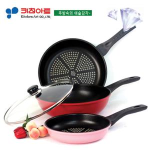 키친아트 하우스쿡 다이아몬드코팅 후라이팬3종(B)SET(20+28+28궁)유리