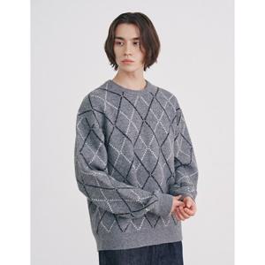 [애드호크]남성 라운드넥 아가일 오버핏 니트(HBALK05) 1color