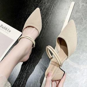 여자신발쇼핑몰 여성 슈즈 통굽 스틸레토 미들힐 스트랩 뮬구두