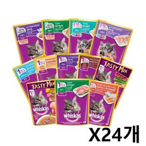 기호성간식 위스카스 파우치 고양이 수분보충 간식 80g X24개
