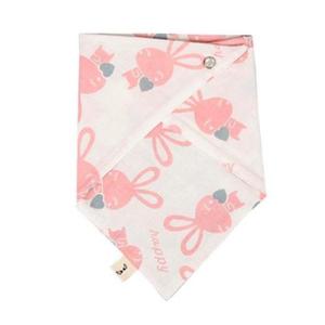 유아스카프 국내제작 이중거즈 핑크래빗 스카프빕 턱받이 순면