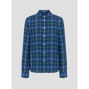 [빈폴레이디스]  리넨 블루 체크 슬림숏 셔츠 - 블루 (BF6364C16P)  BF6364C16P