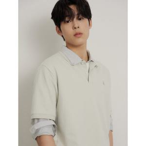 [빈폴멘] 레이어드넥 텍스처 반소매 티셔츠  라이트 그린 (BC6342C36L)