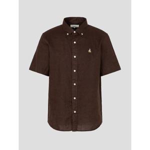 [빈폴멘] 리넨 솔리드 반소매 셔츠  브라운 (BC6365C22D)