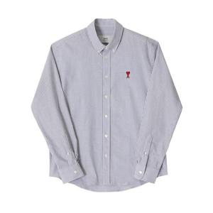 아미 셔츠 BFUSH063 CO0087 039 아미 드 꾀흐 스몰 하트 로고 스트라이프 옥스포드 남성셔츠 여성셔츠