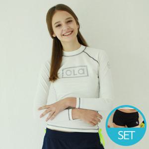 [OLA]올라 여성 래쉬가드세트 스노우화이트+보드숏 수영복