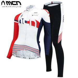 MCN/엠씨엔 네이드 여성 긴팔+9부패드바지 자전거의류세트