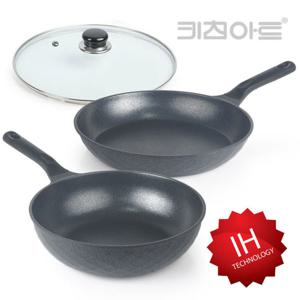 키친아트 IH인덕션 후라이팬28cm+궁중팬28cm+유리뚜껑