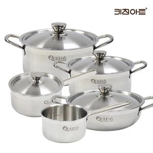 키친아트 퀸즈 인덕션용냄비 통3중 304스텐 냄비세트 5종B 편14+18+양20+24+전24