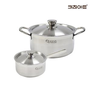 키친아트 퀸즈 인덕션용냄비 통3중 304스텐 냄비세트 2종J 편18+양24