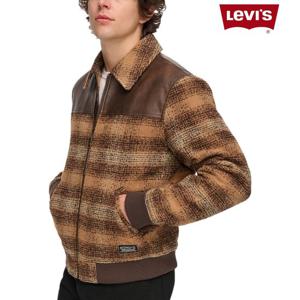 리바이스 16244827 남자 인조가죽 트림 울 혼방 봄버 자켓