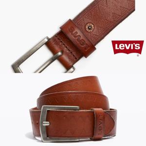 리바이스 876180007 남자 엠보씽 풀 그레인 가죽 벨트