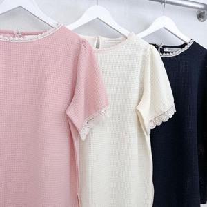 빅사이즈사랑해요 Q878L404 꽃레이스와플블라우스 BN