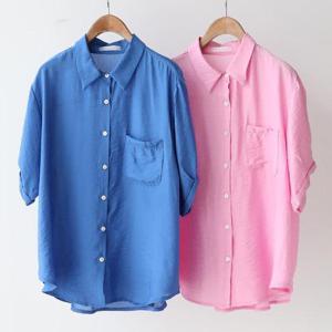 빅사이즈사랑해요 Q993L404 하늘하늘쿨롤업반팔남방 LY